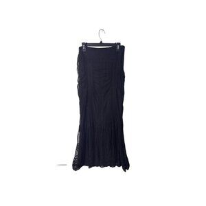 Black Background Womens Long Sheer Layered Skirt Made In Italy Size S